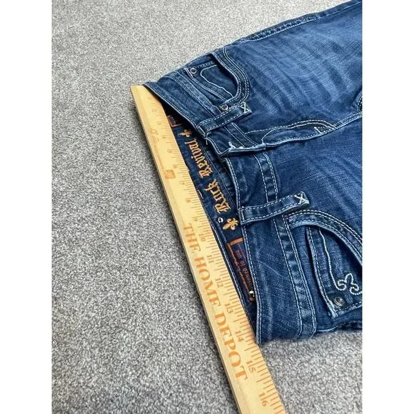 Rock Revival chrissie straight jeans size 30 low rise dark wash flip pocket Y2K - Picture 9 of 12